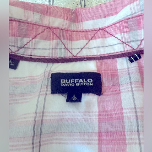 David Button Buffalo fitted plaid military style short sleeve button up - Picture 2 of 6